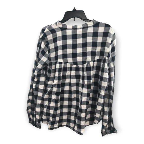 ^ William Rast Large Plaid Half Button Down Boho Pocket Long Sleeve Shirt NWT - Picture 2 of 4
